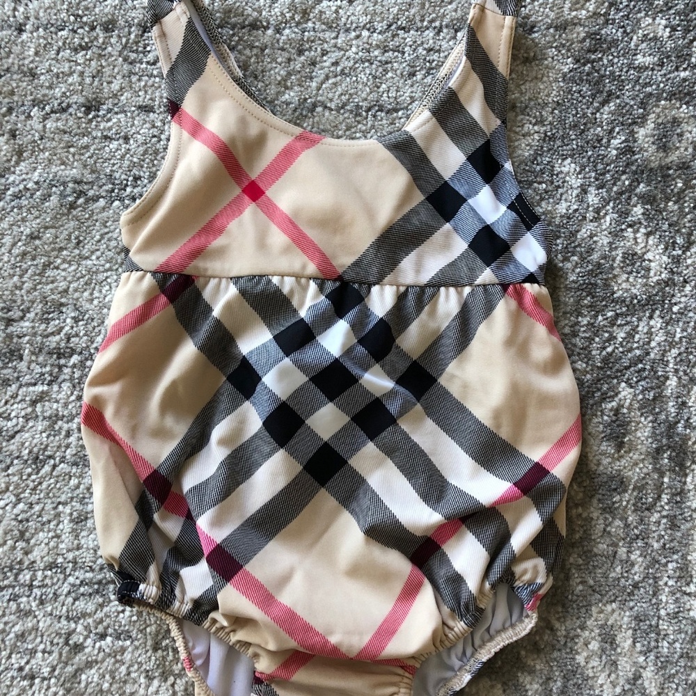 Burberry Children Check "Bubble" Bathing Suit -12M
